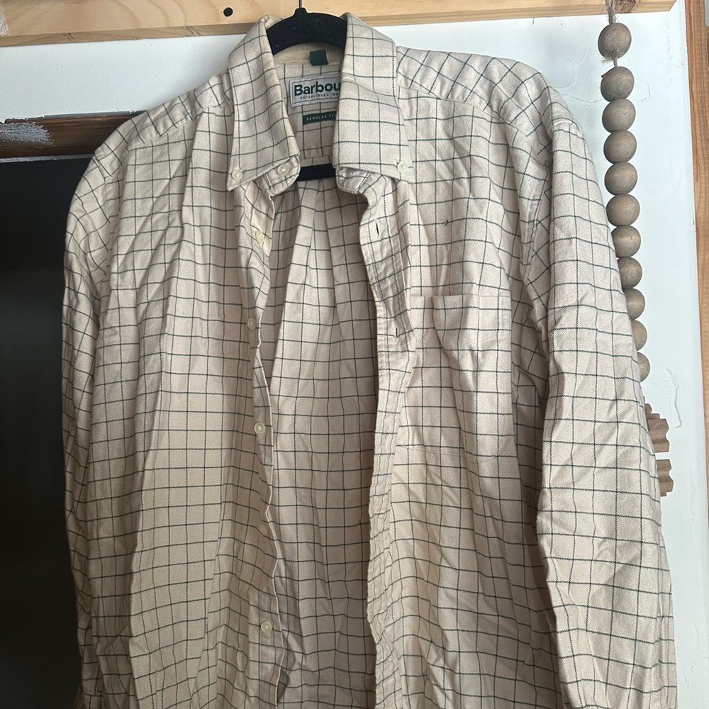 Barbour cream and green lines flannel